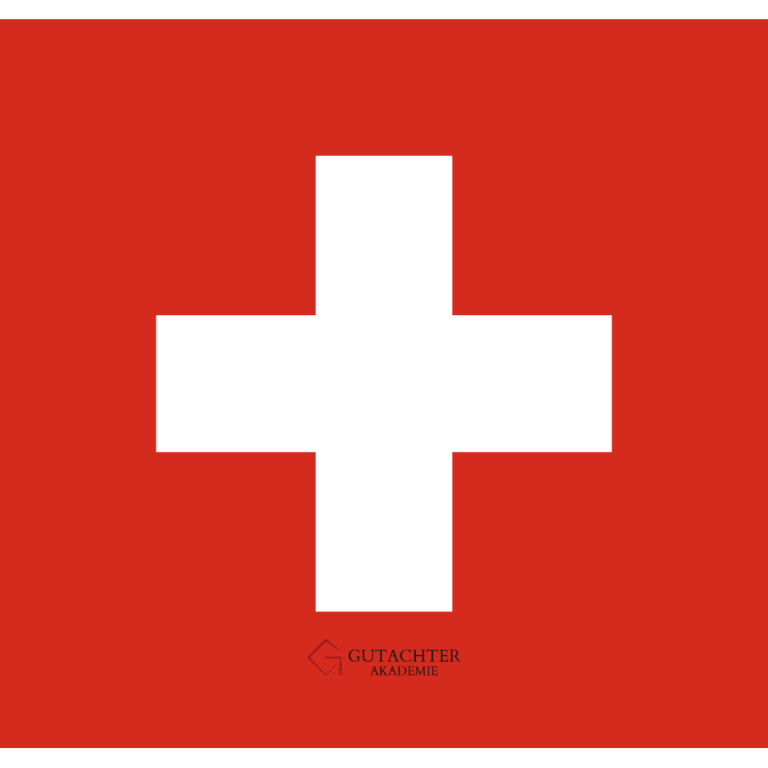 Rotes Quadrat mit einem weißen Kreuz in der Mitte, Symbol der Schweiz.